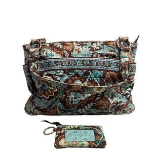 Vera Bradley Women's 2-Piece Set Brown Vintage Quilted Floral‎ Tote Bag
